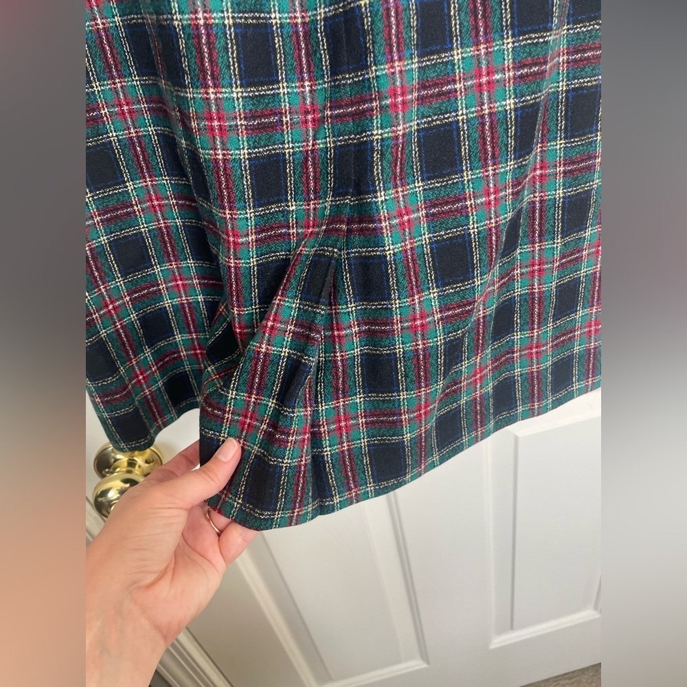 Vintage Pendleton Wool Plaid Skirt  black Stewart Tartan Knee Length | 12 - Picture 6 of 11